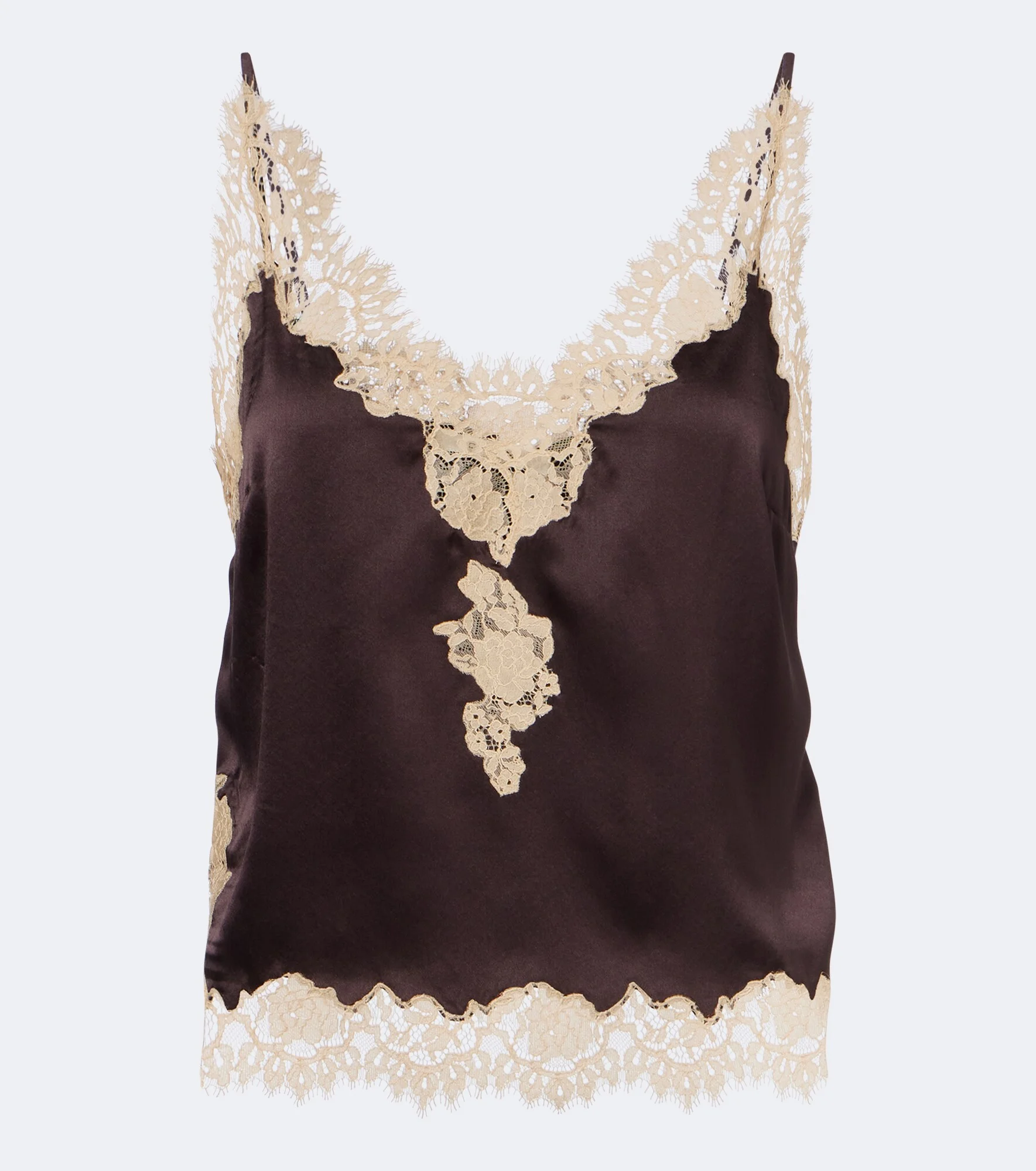 Kira lace-trimmed silk satin camisole - 1