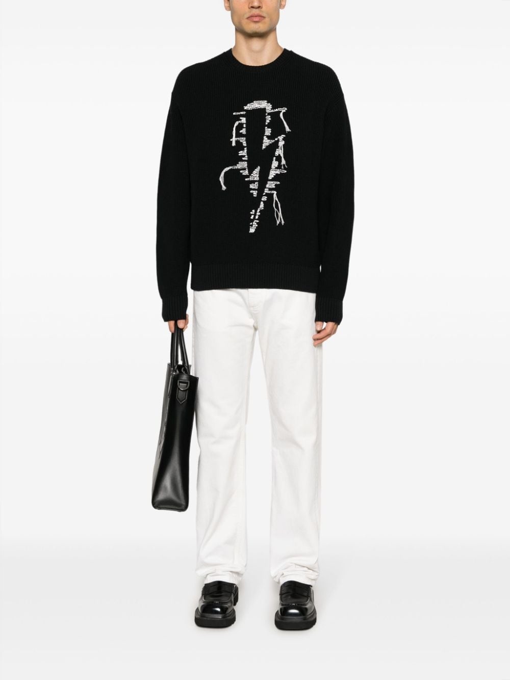 bolt-motif cotton-blend jumper - 3