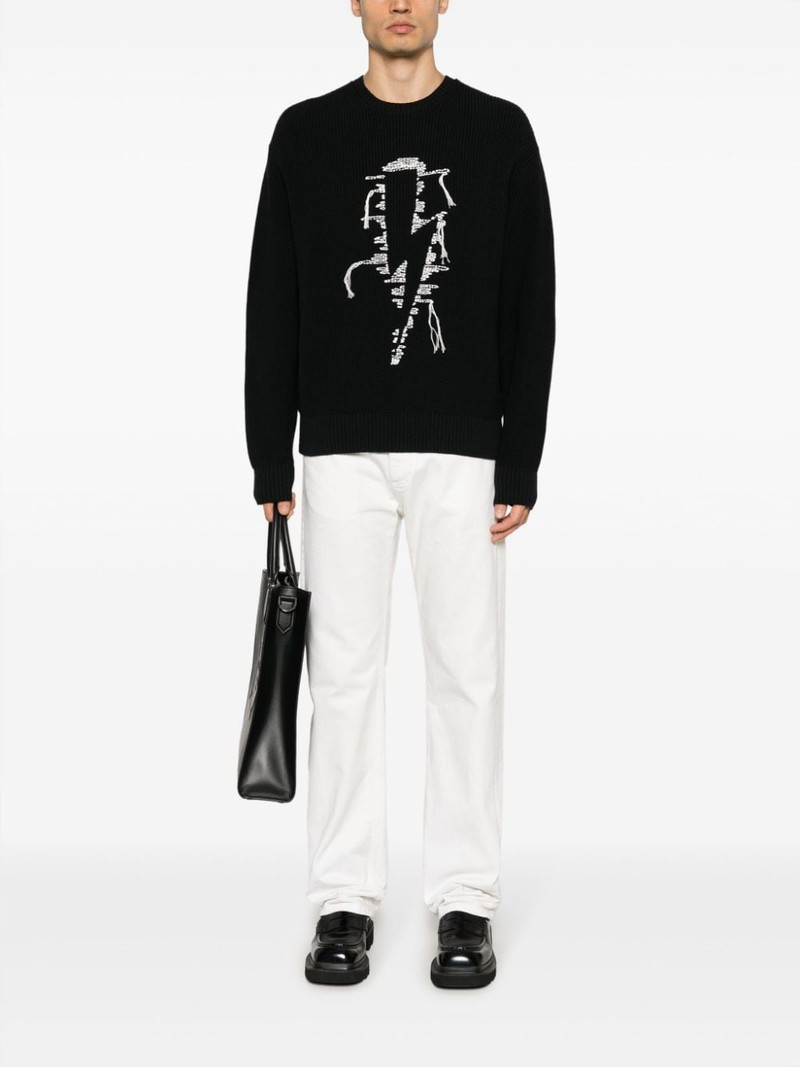 Neil Barrett embroidered-motif ribbed-knit jumper outlook