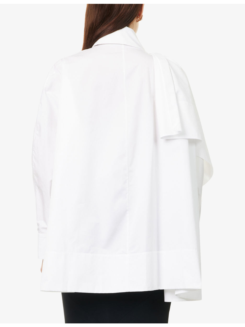Bow Asymmetric Cotton-Poplin Shirt - 4