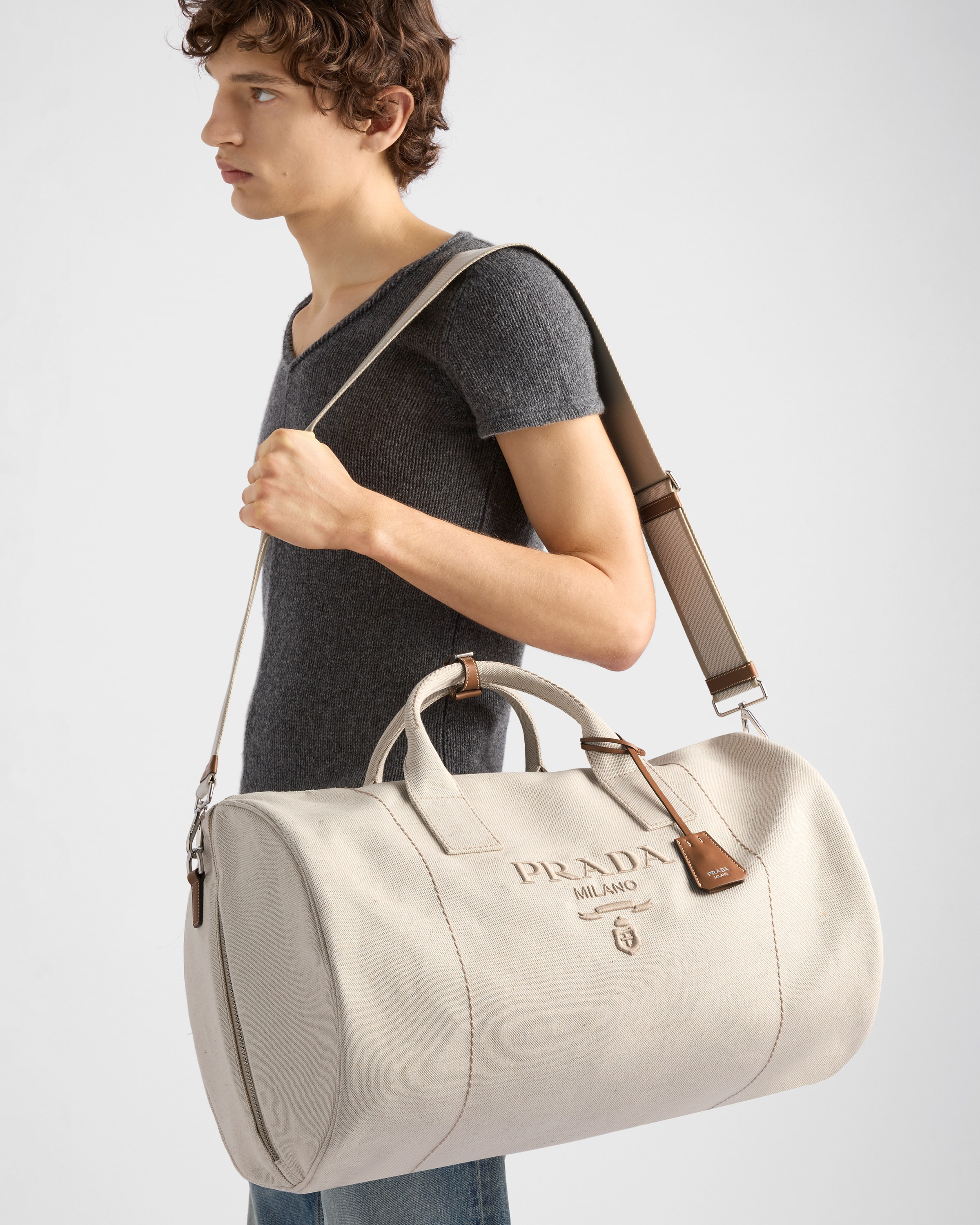 Linen blend duffle bag - 7