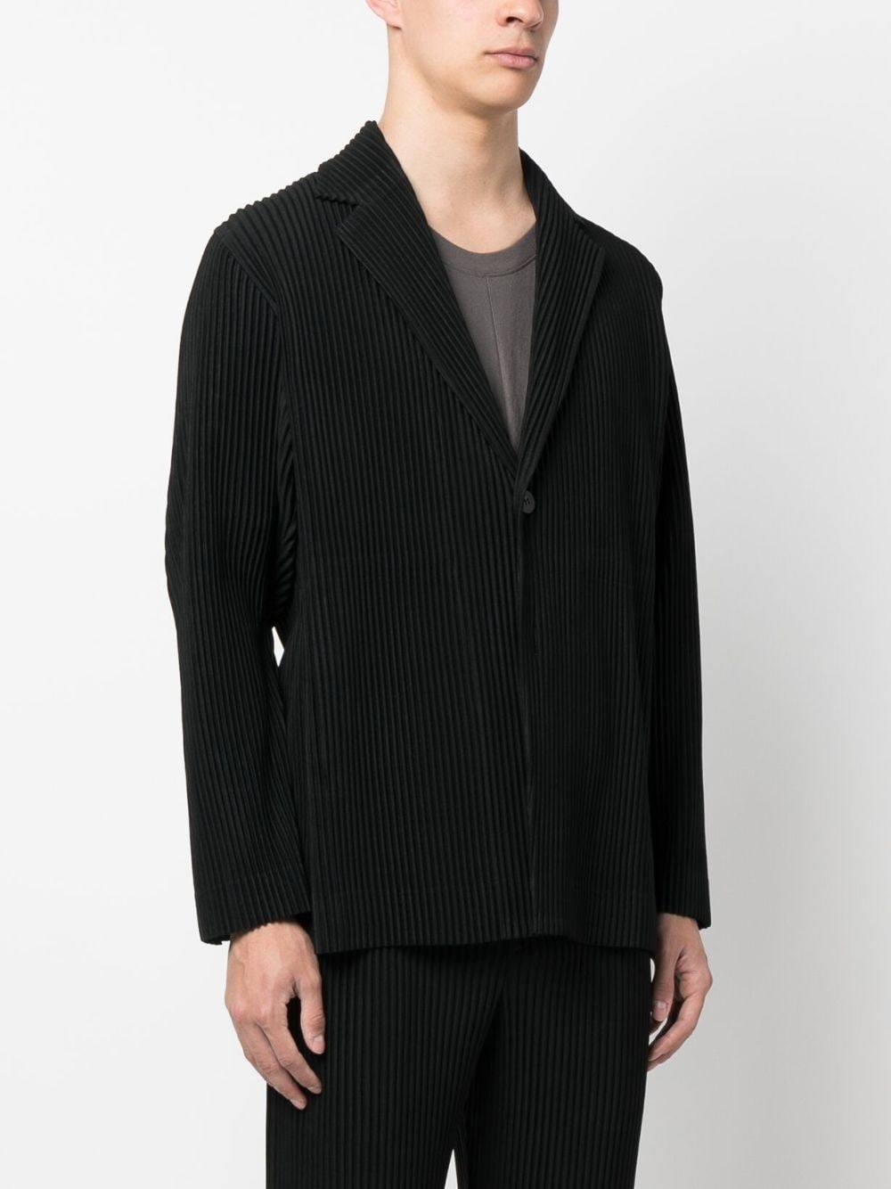 plissé single-breasted blazer - 3