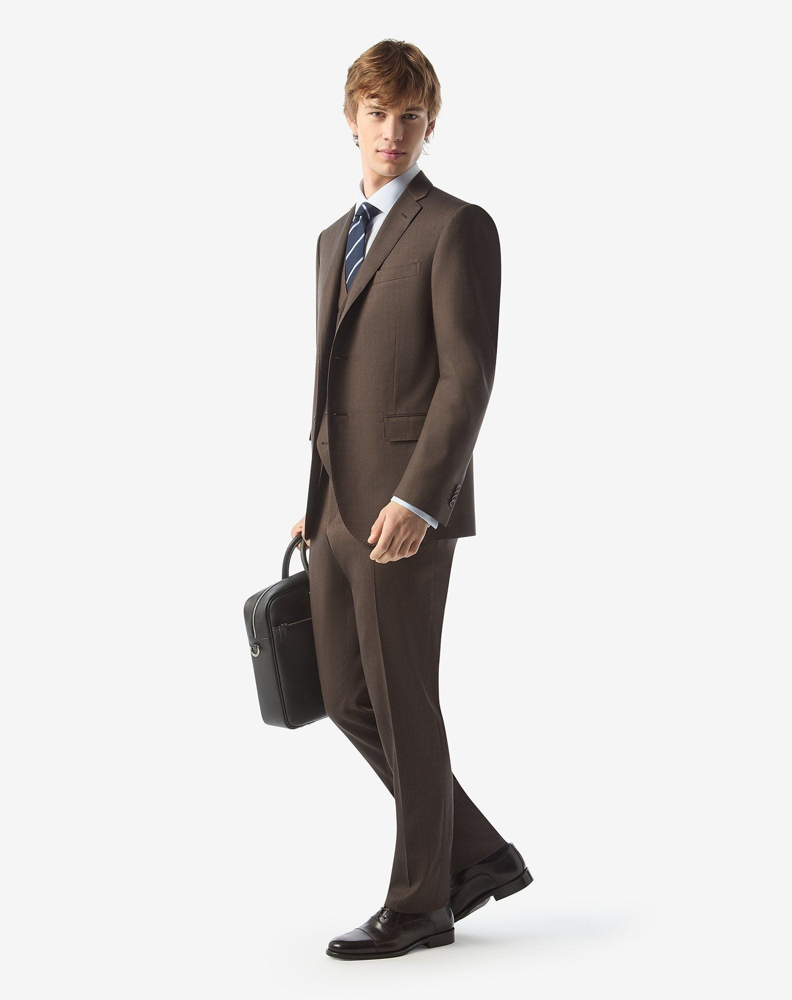 Brown stretch wool suit with waistcoat - 2