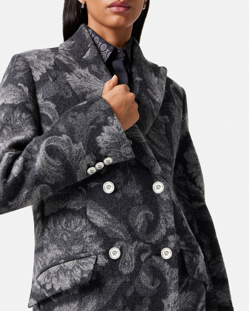 Barocco Stencil Wool Long Coat 3