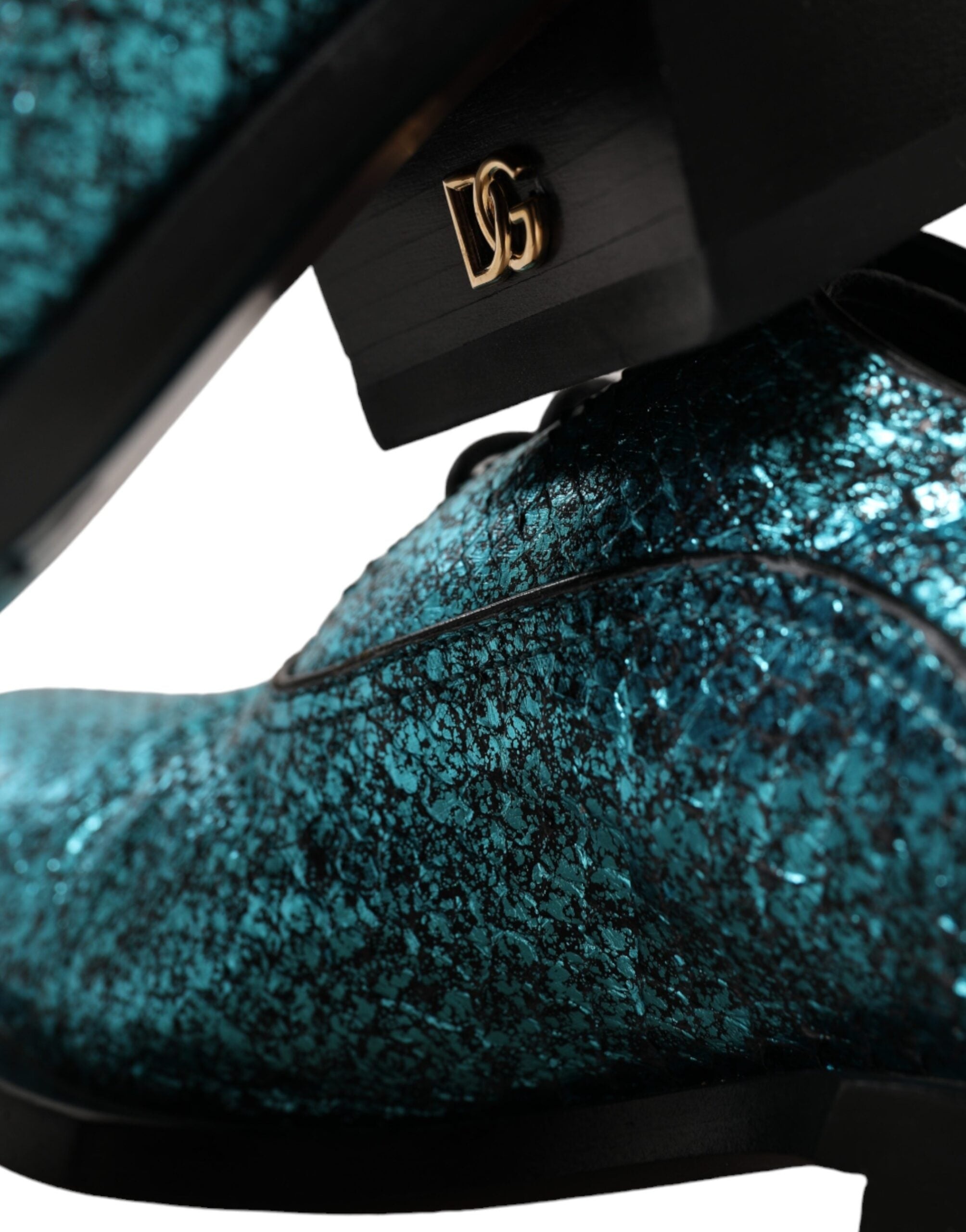 Dolce & Gabbana Teal Derby Block Heel Shoes - 5