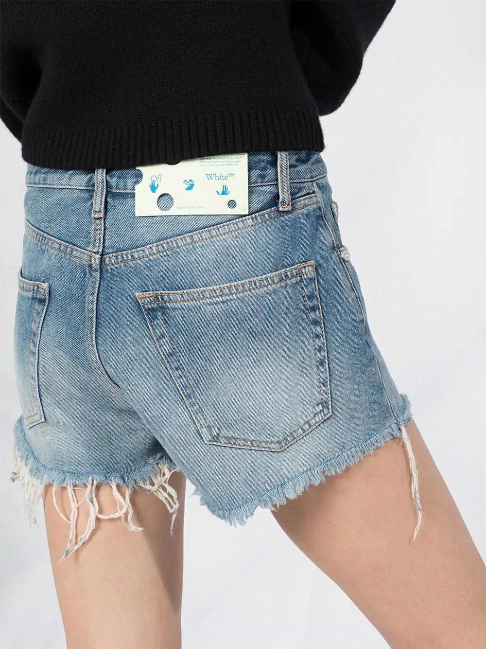 raw hem denim shorts - 5