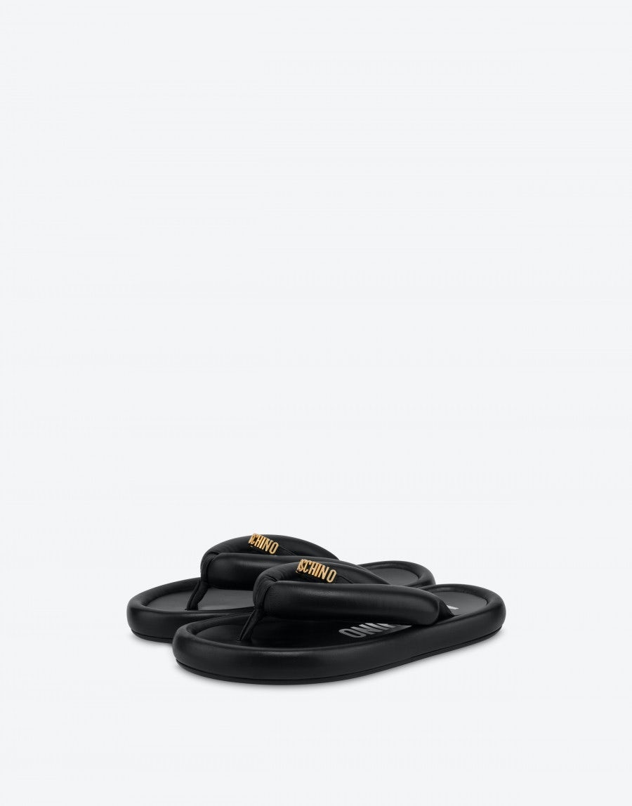 PUFFY NAPPA LEATHER THONG SANDALS - 1