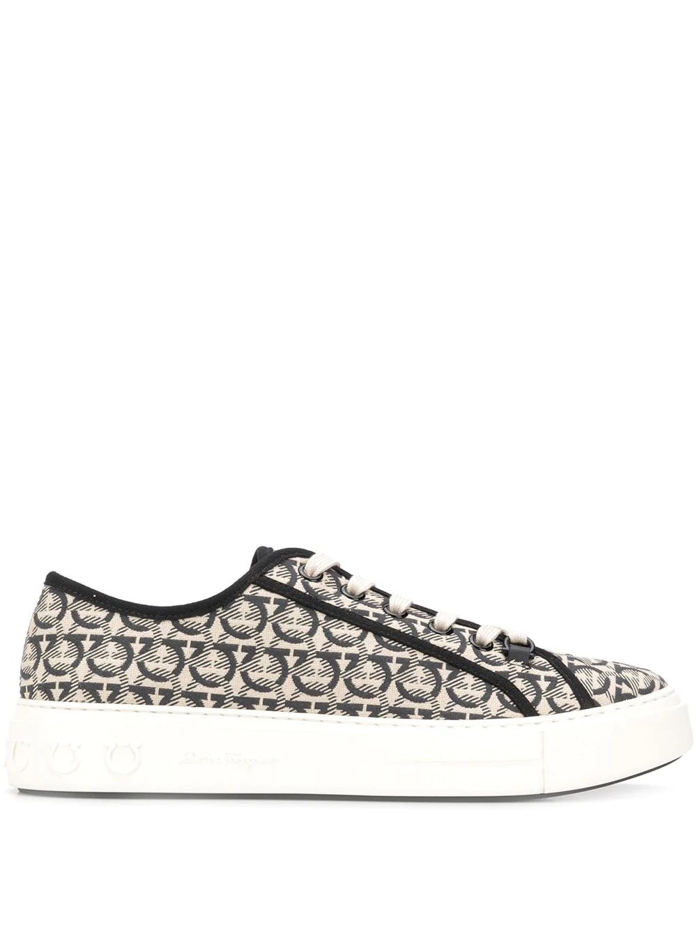 Gancini print low-top sneakers - 1