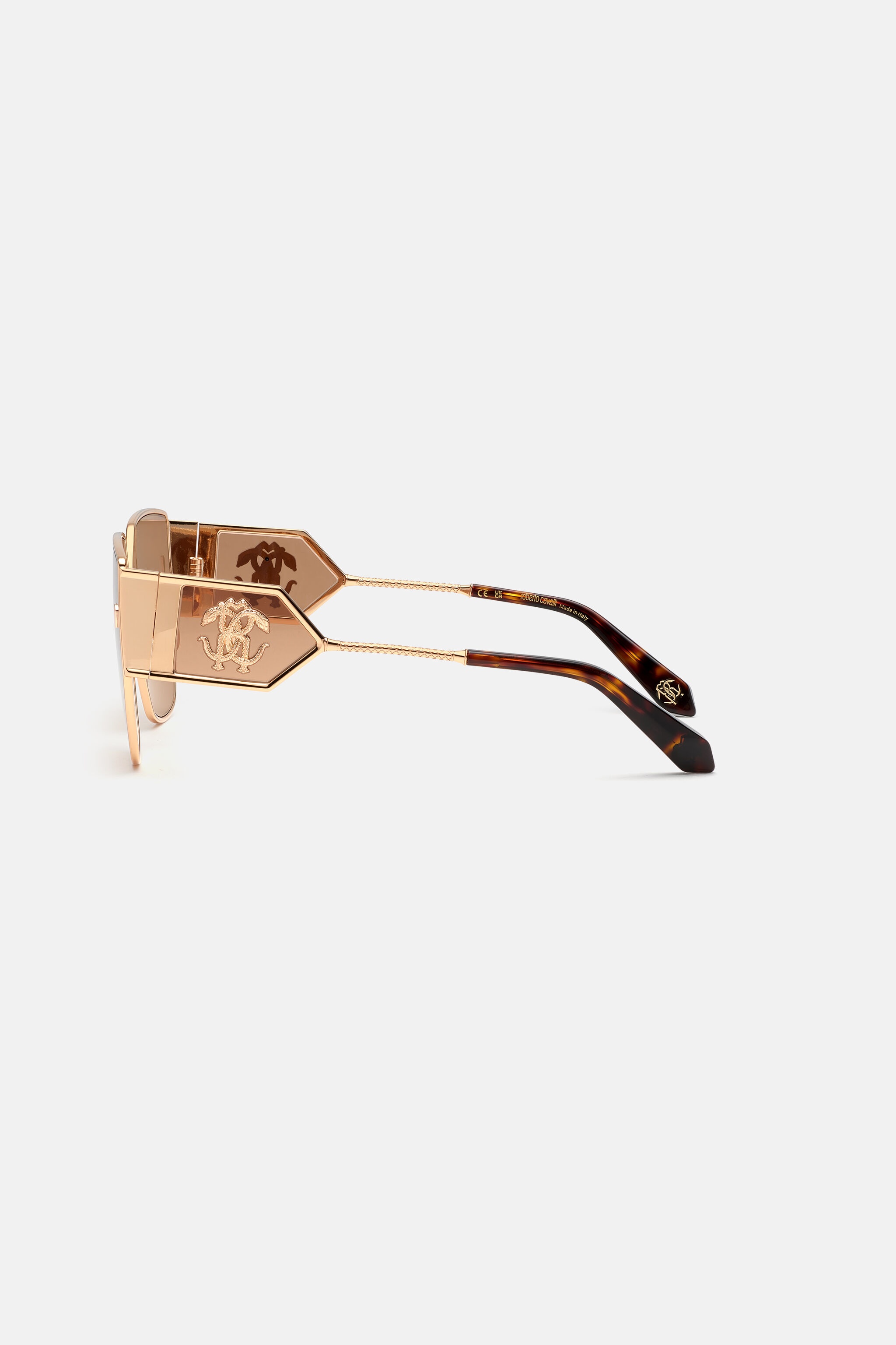 Sunglasses with wide shape front, metal fangs embellishment - 4