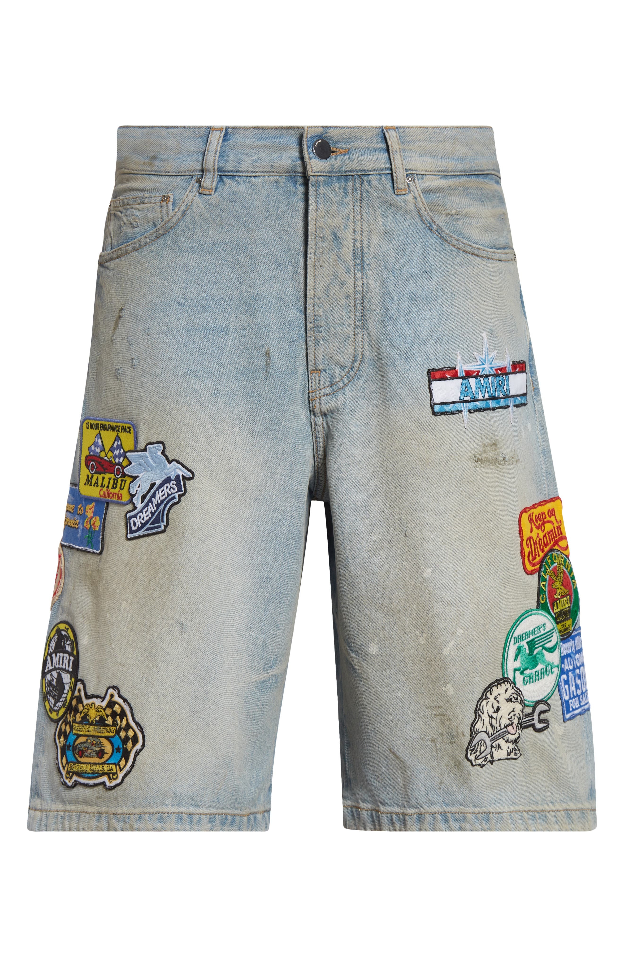 AMIRI Station Patch Denim Shorts in Perfect Antique Indigo at Nordstrom - 5