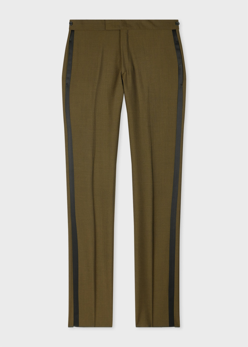 Slim-Fit Khaki Wool-Mohair Evening Trousers 1