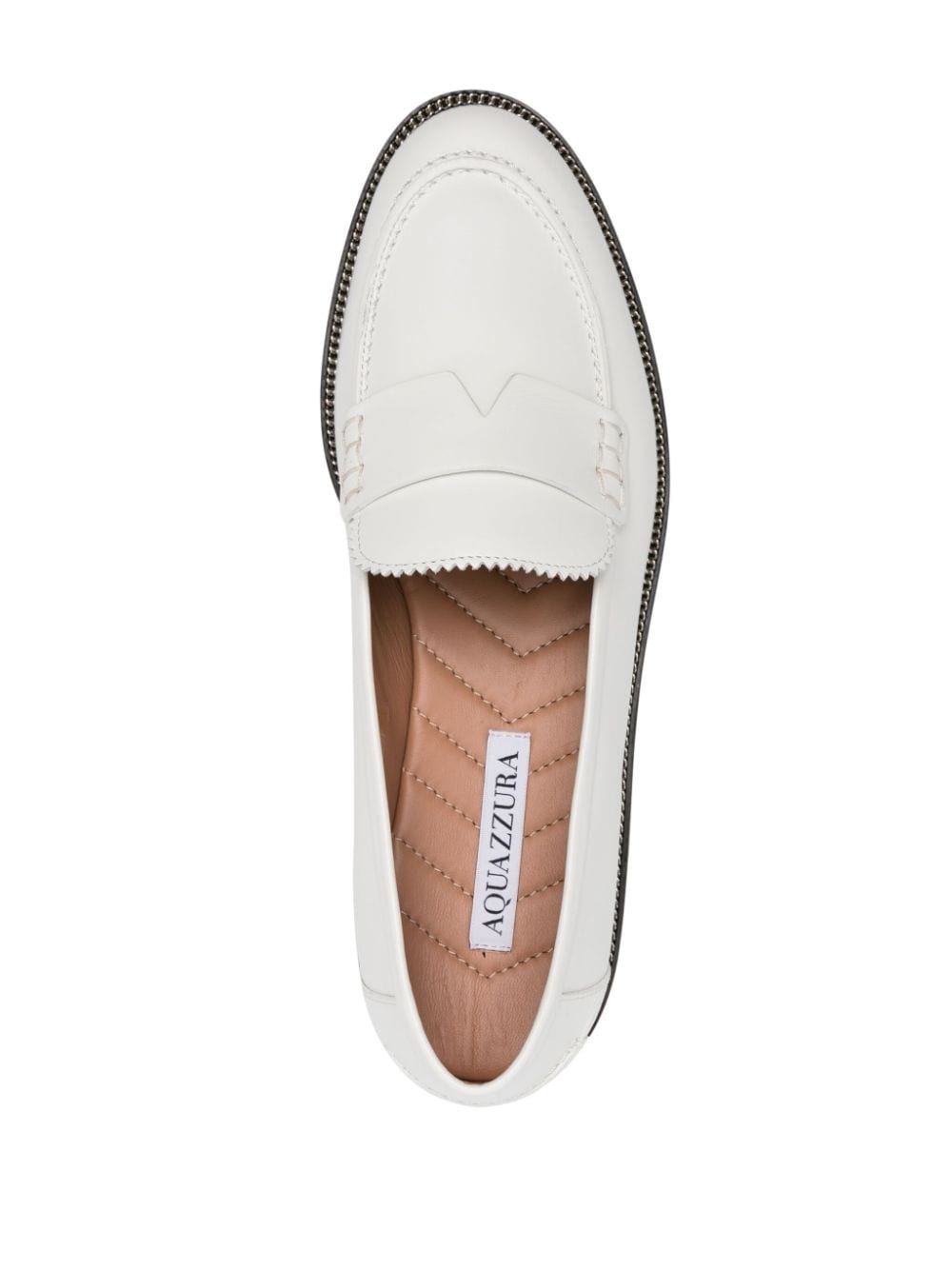 Aqua chain-detailed leather loafers - 4