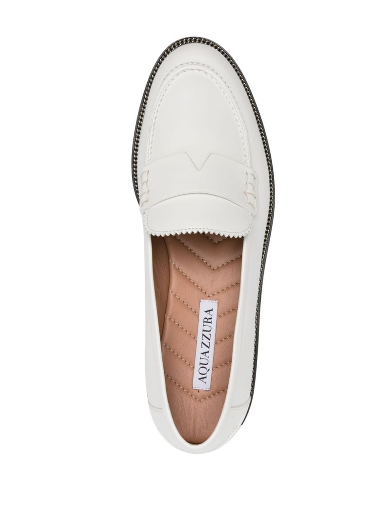Aqua chain-detailed leather loafers 4