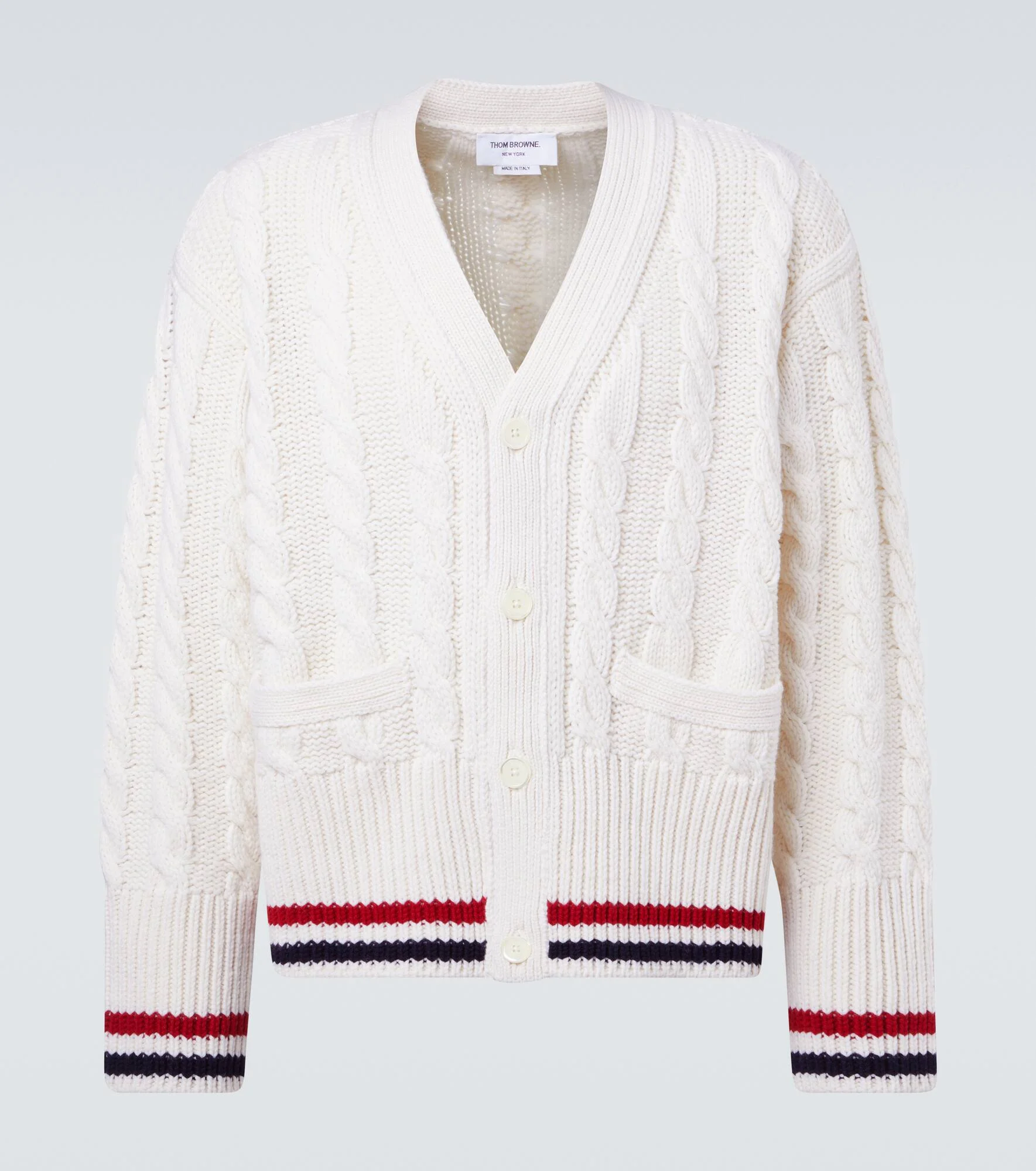 Cable-knit virgin wool cardigan - 1