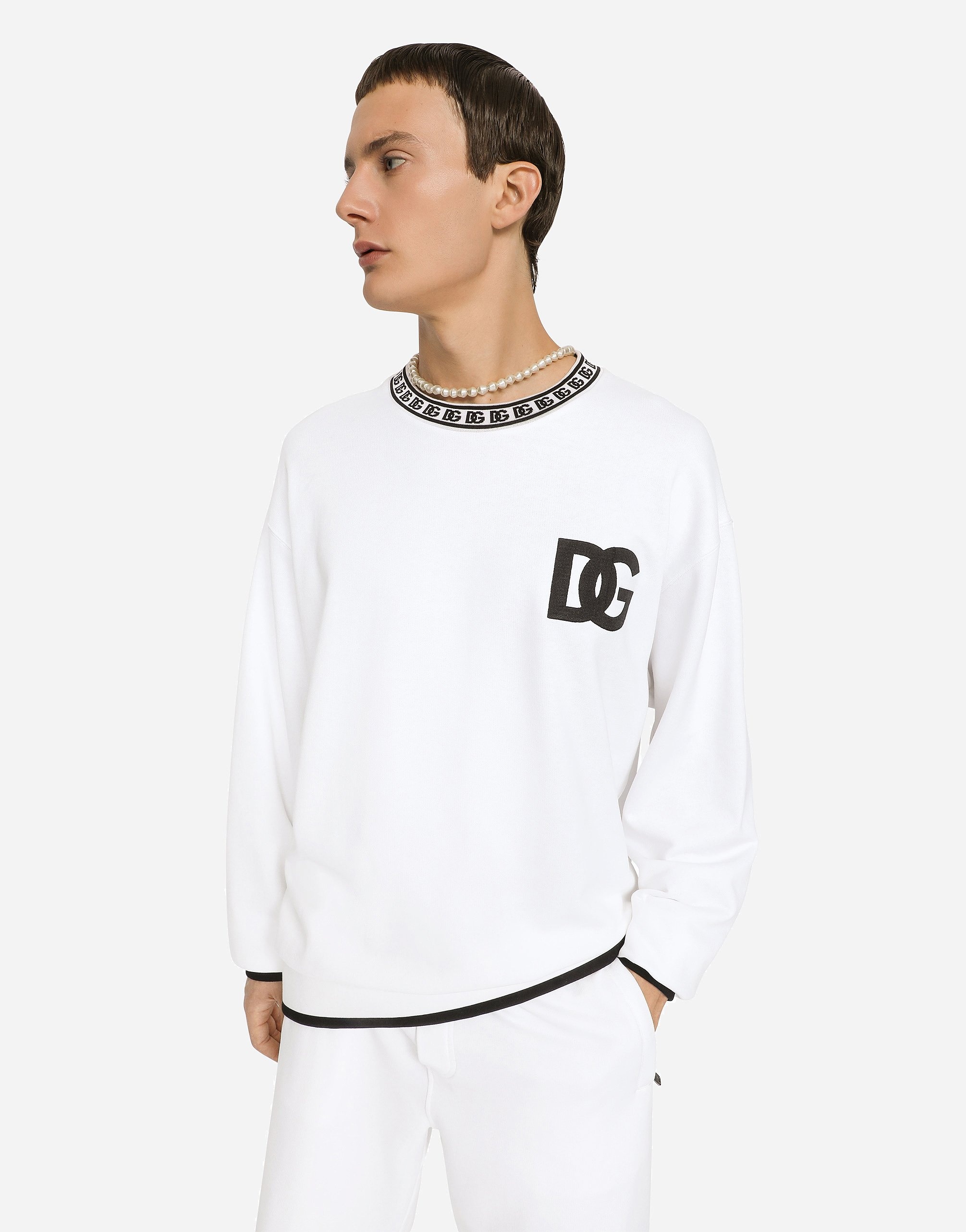 Jersey round-neck sweatshirt with DG embroidery - 2