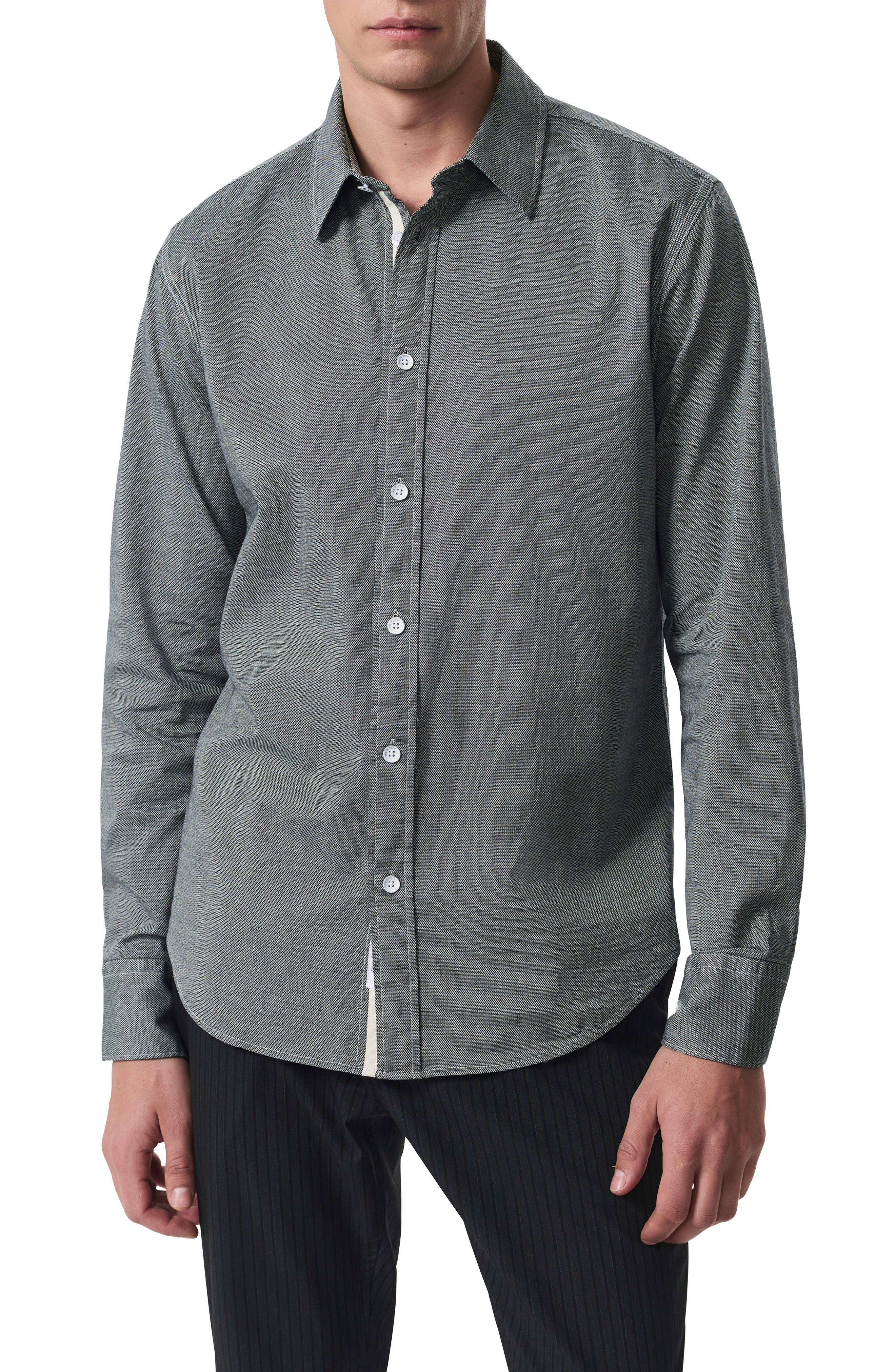 rag & bone Tomlin Cotton Dobby Button-Up Shirt in Pearlgry at Nordstrom - 1