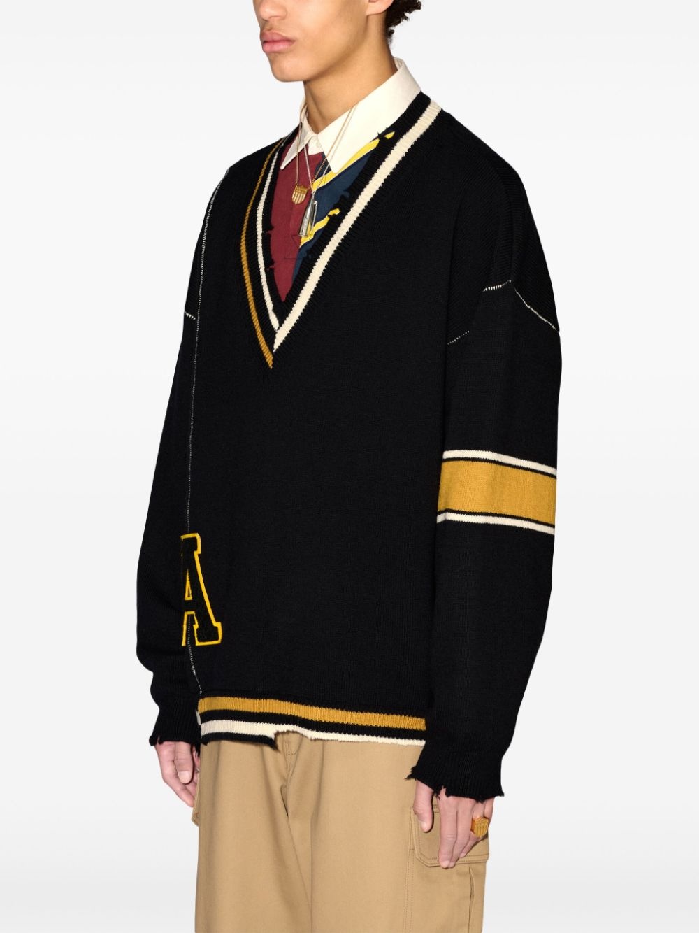 raw-cut striped jumper - 4