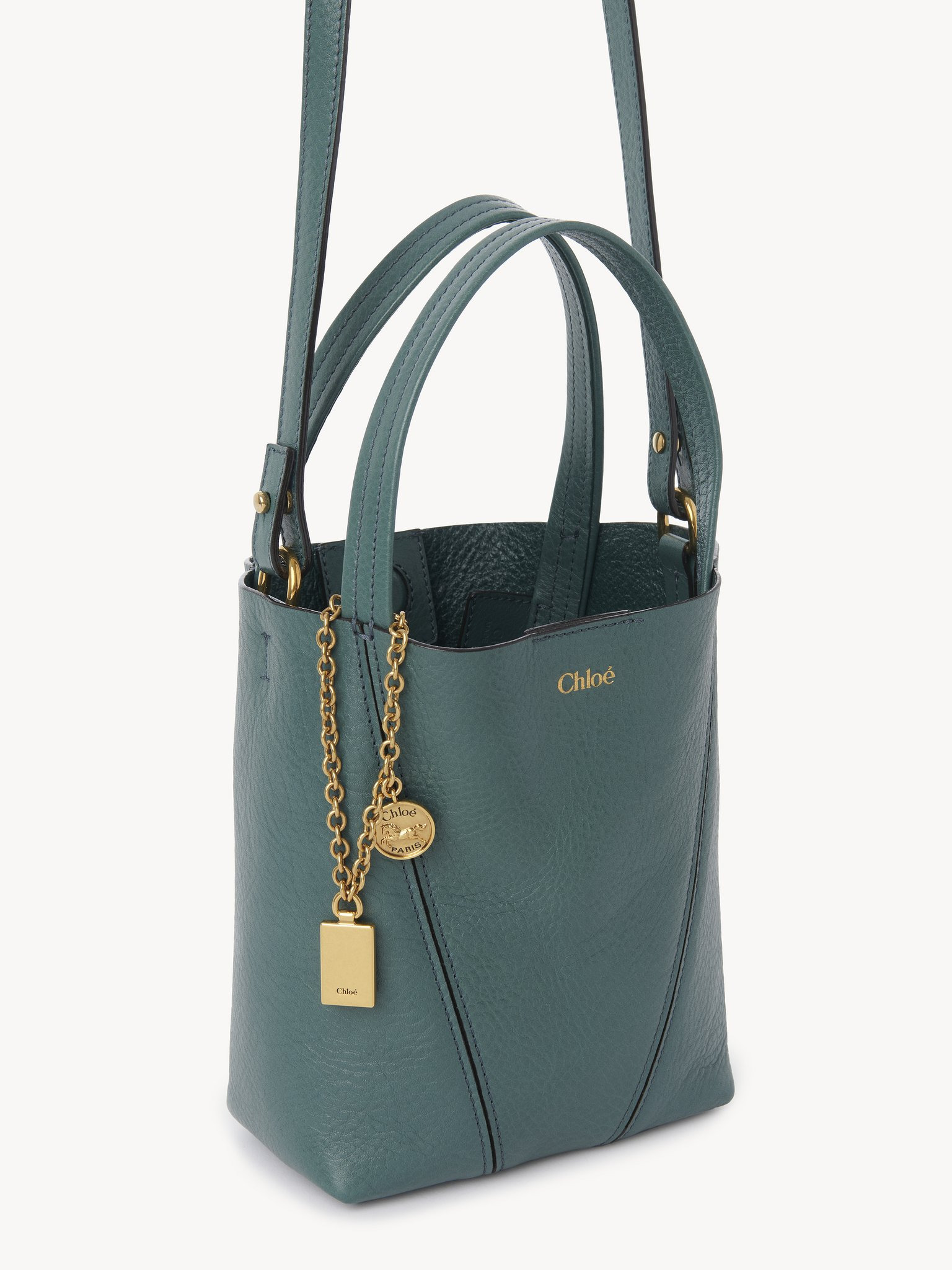 SMALL CHLOÉ SPIN TOTE BAG IN GRAINED LEATHER - 5