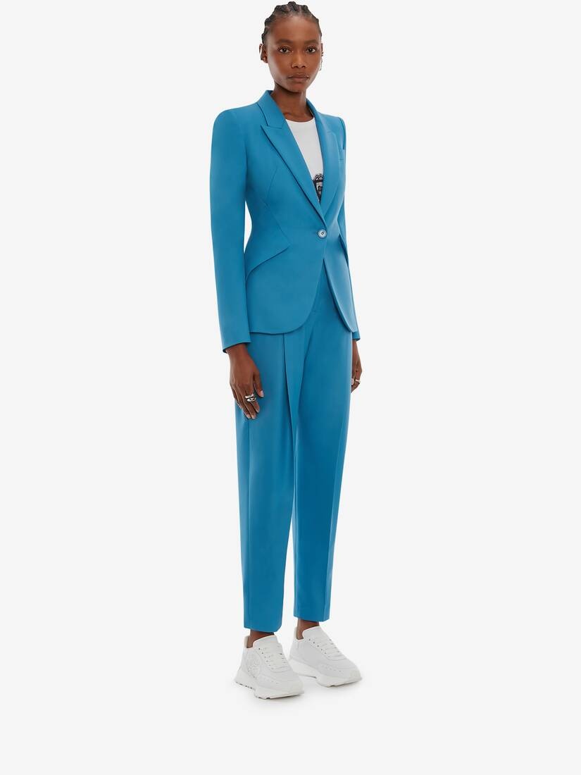 Wool Peg Trouser in Cerulean - 3