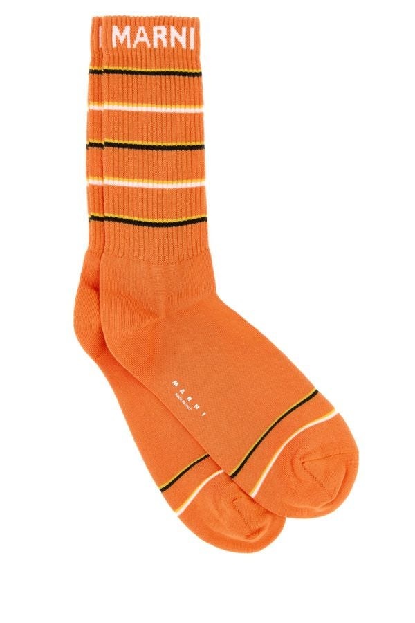Orange cotton blend socks - 1