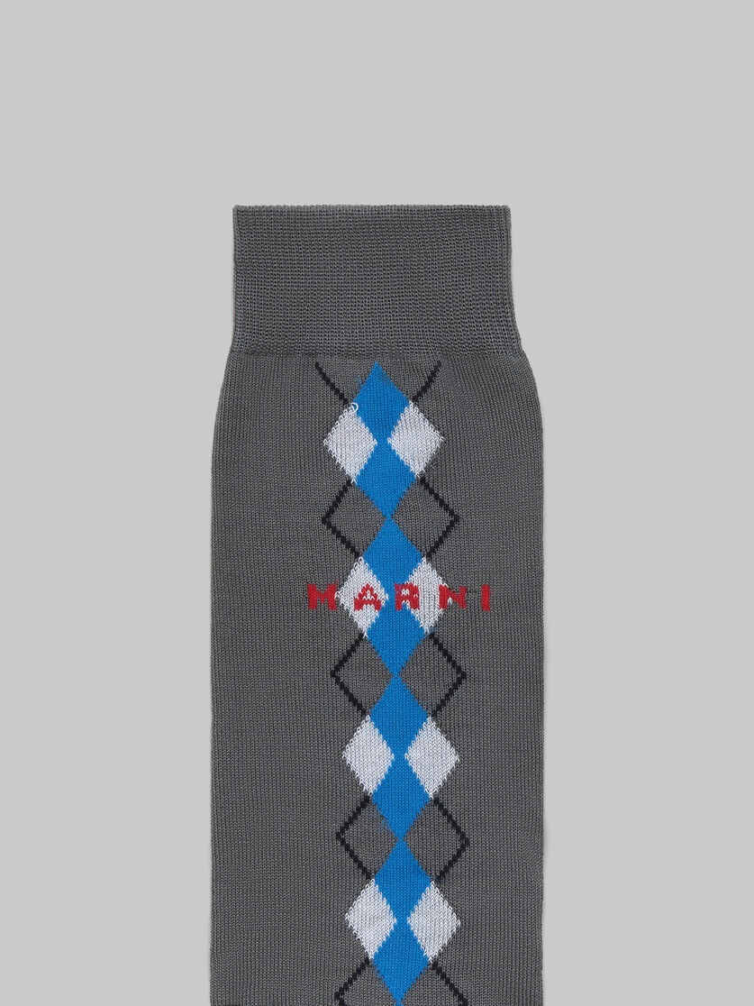 GREY SOCKS WITH BLUE ARGYLE DETAIL - 3