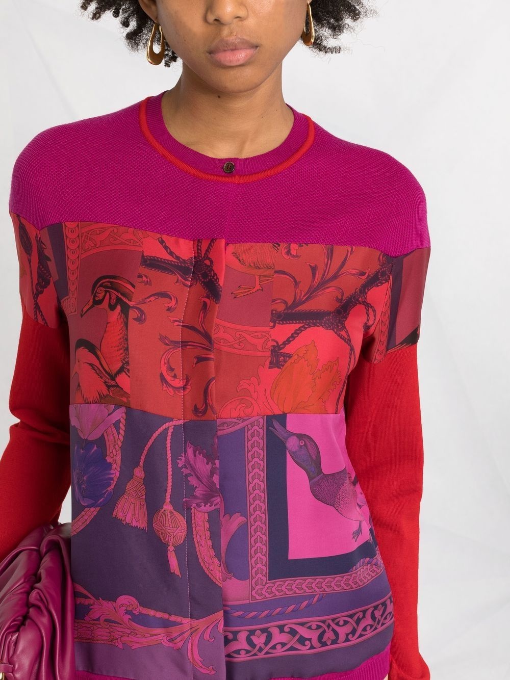 heritage-print panelled cardigan - 3