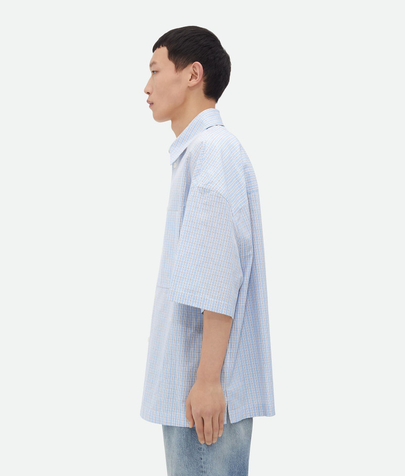 Bottega Veneta Cotton Linen Check Overshirt With "BV" Embroidery outlook