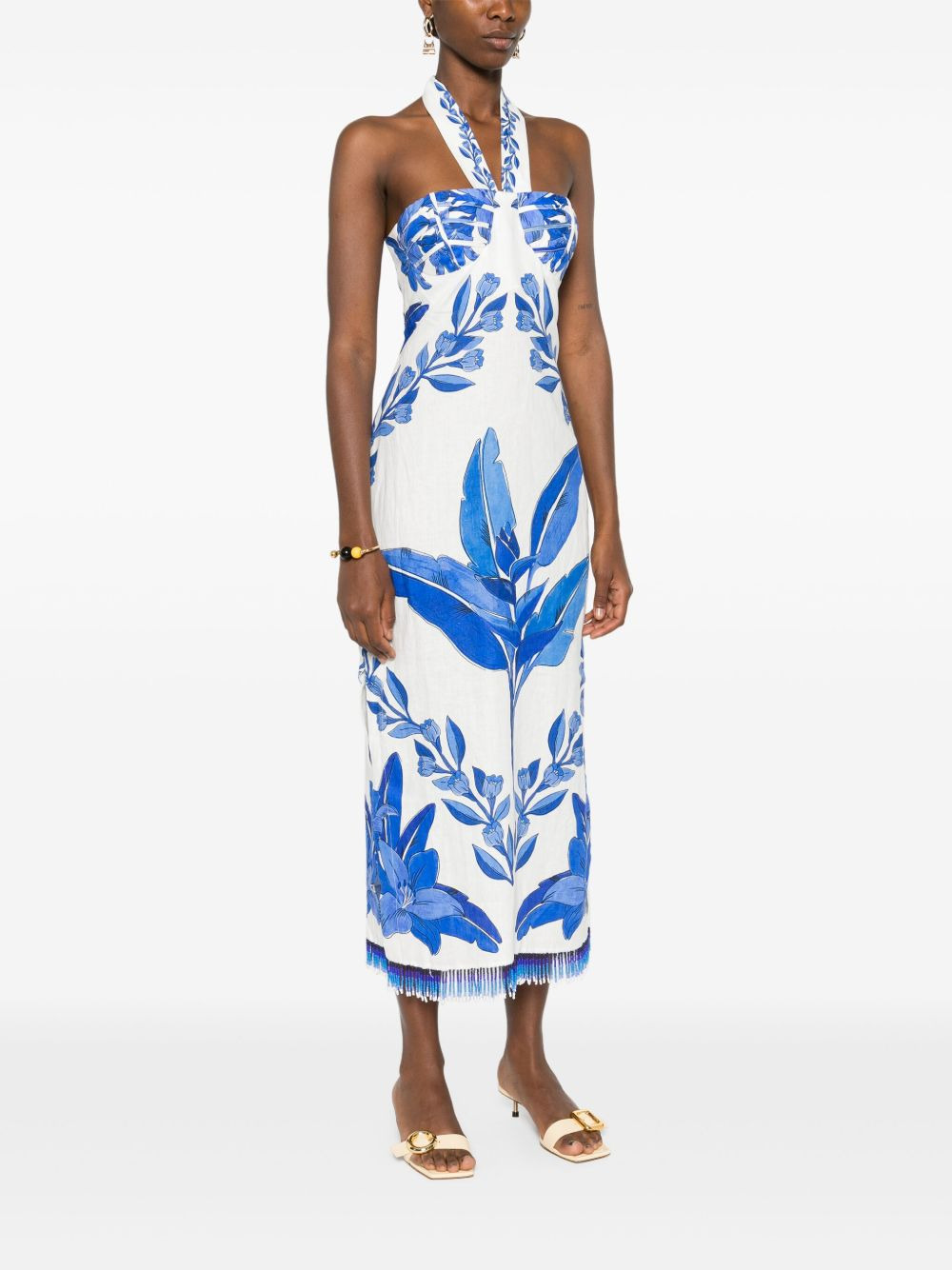 halterneck floral-print maxi dress - 3