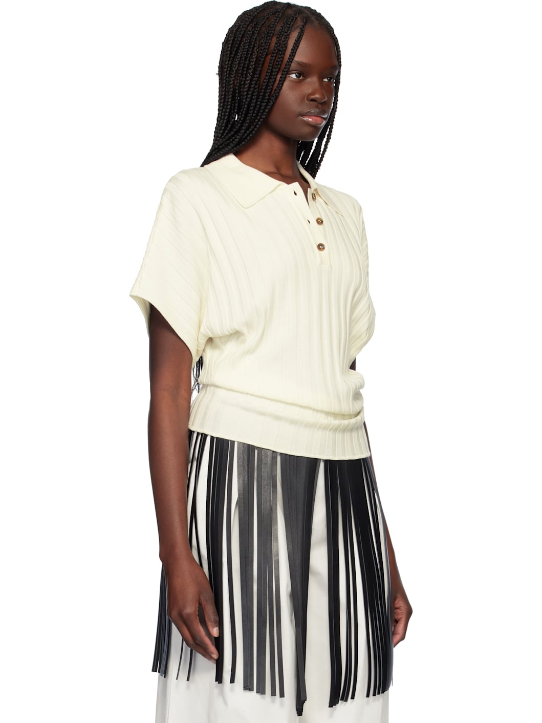 Off-White Dolman Sleeves Knit Polo - 2