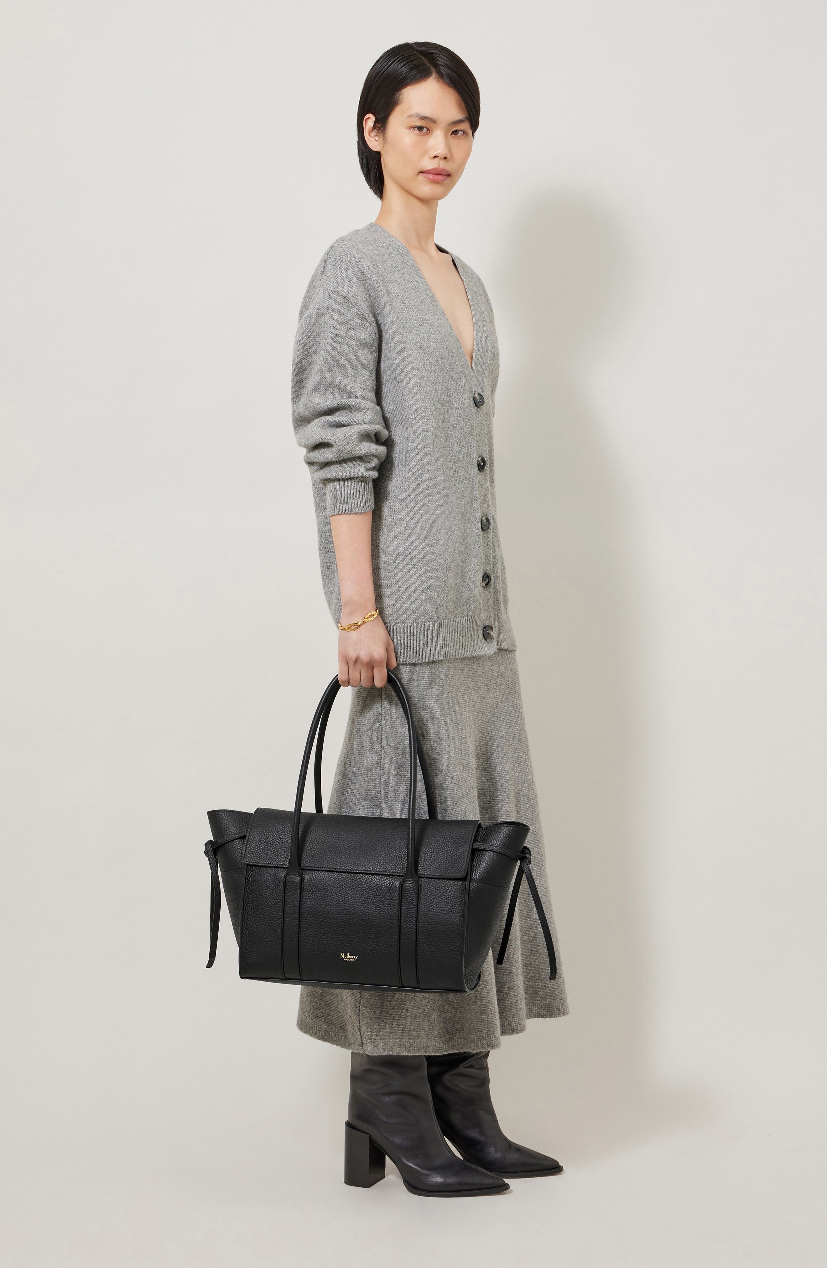 Mulberry Medium Soft Bayswater Grained Leather Satchel in Black at Nordstrom - 2