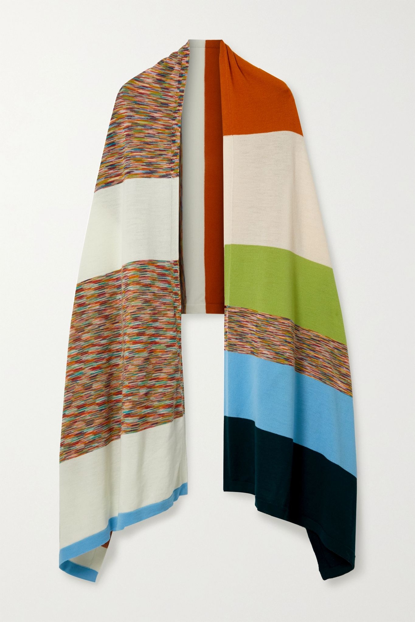 Striped wool-jacquard wrap - 1