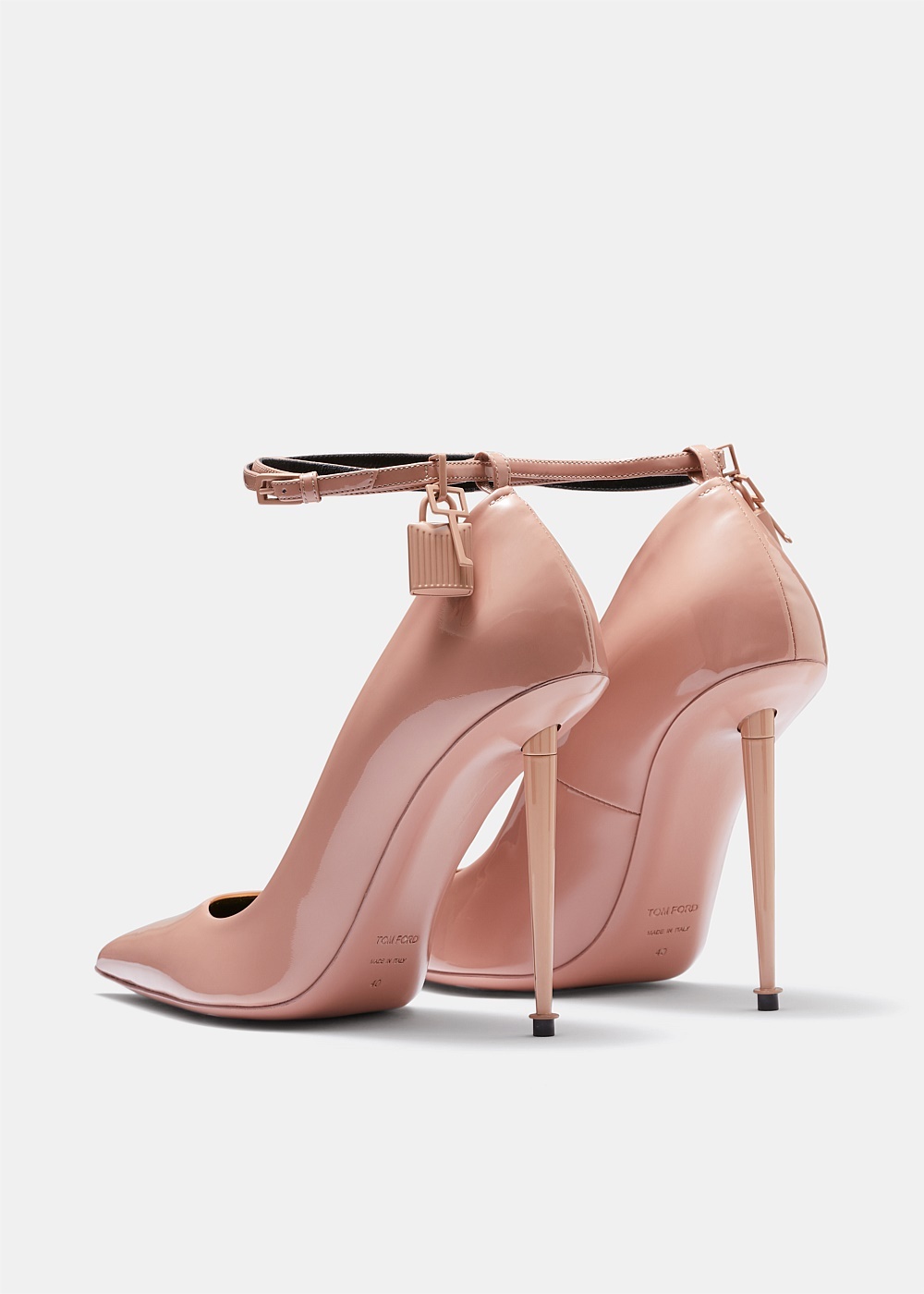 Nude Lacquered Patent Padlock Pump - 3