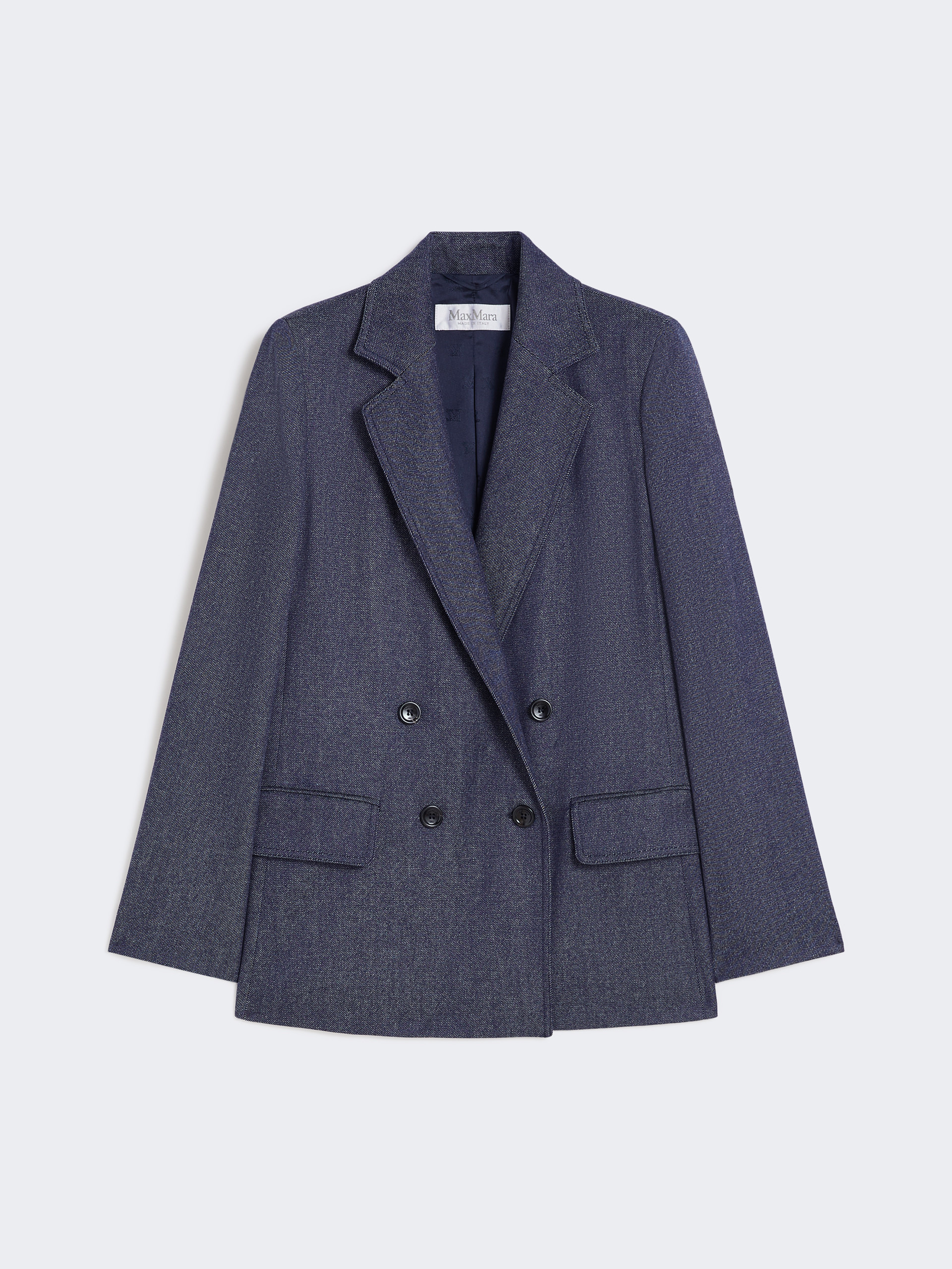LOCARNO Slim-fit denim-effect wool blazer - 1