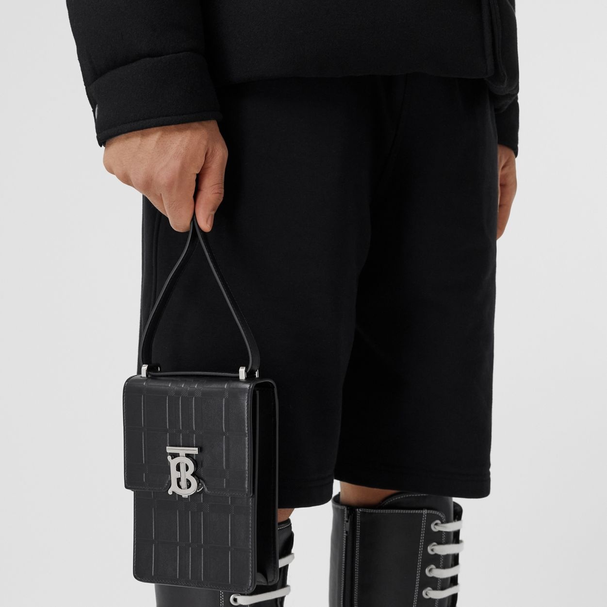 Embossed Check Leather Robin Bag - 10