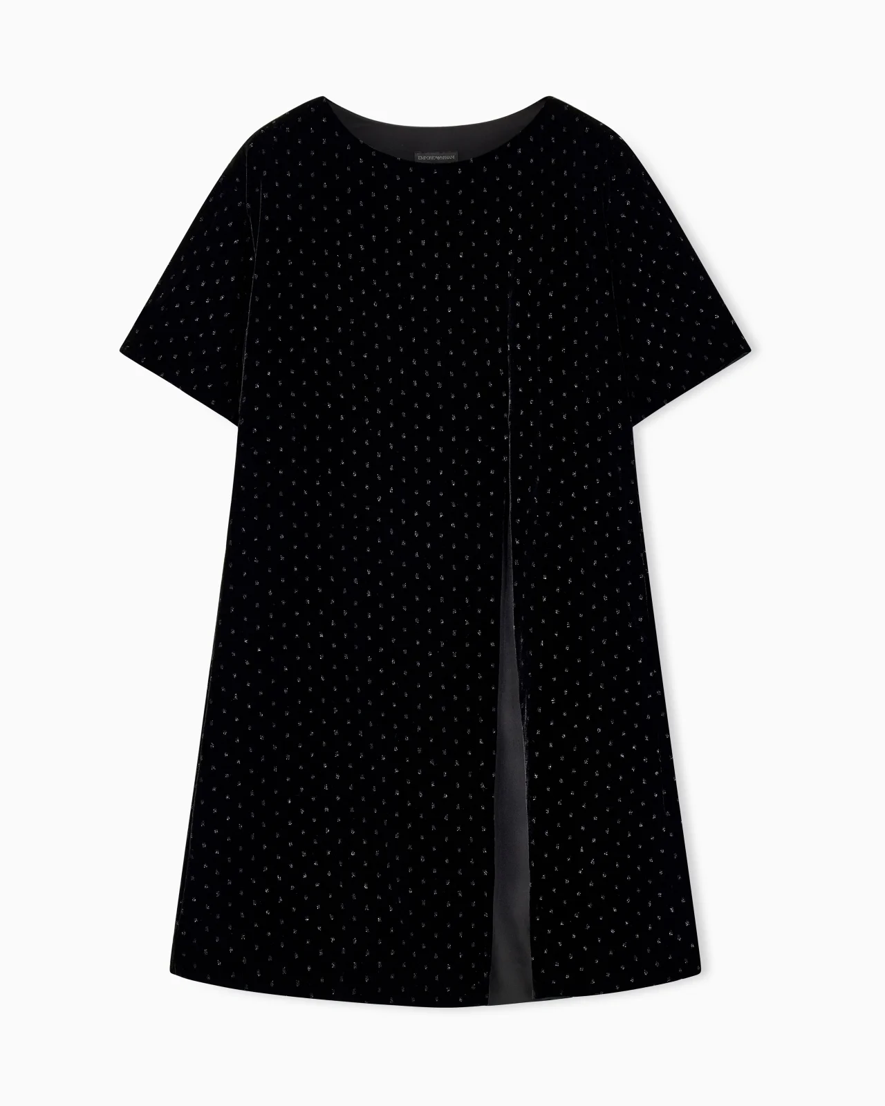 SHORT-SLEEVED VELVET DRESS WITH GLITTER POLKA DOTS - 1