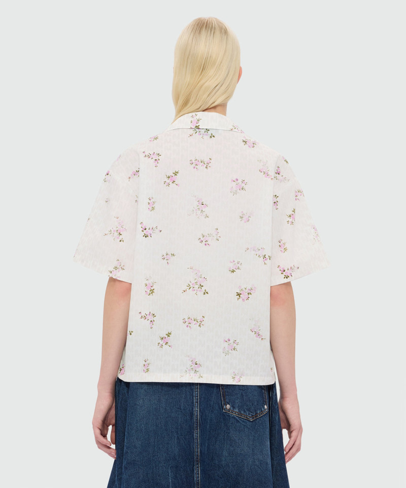 Off-white cotton poplin shirt with all-over print 3