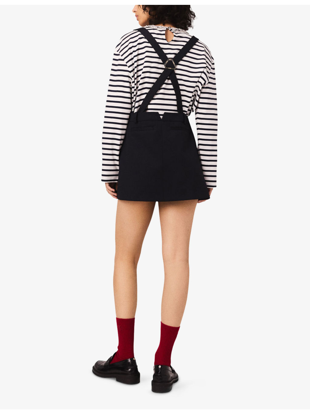 Pinafore-Strap Square-Neck Stretch-Woven Mini Dress - 5