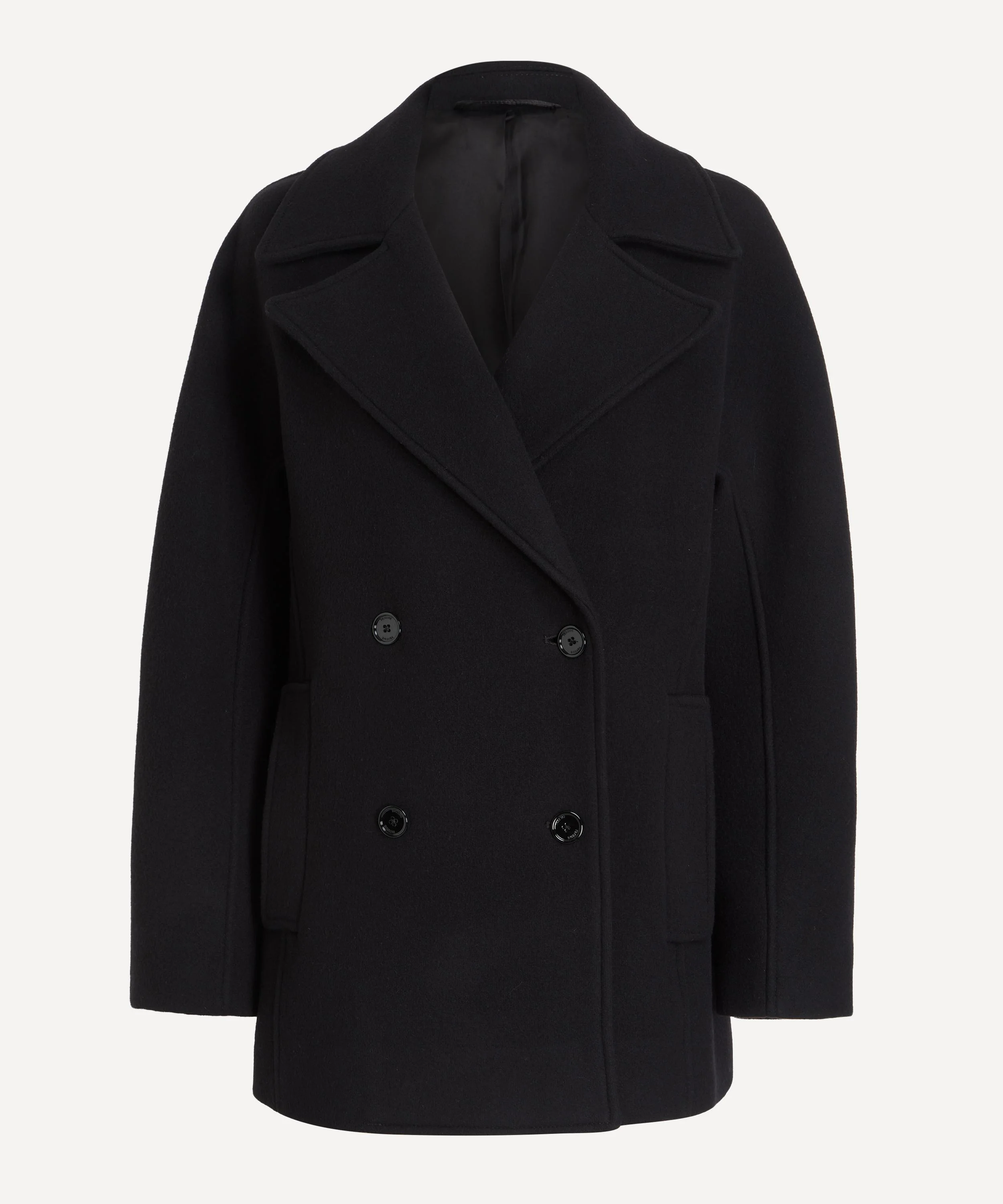 Black Rounded Peacoat - 1