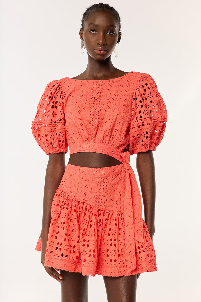Poupette St Barth Mini Dress Chantal - Coral | REVERSIBLE