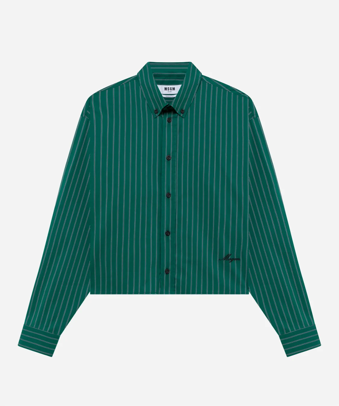 Striped poplin cropped shirt - 1