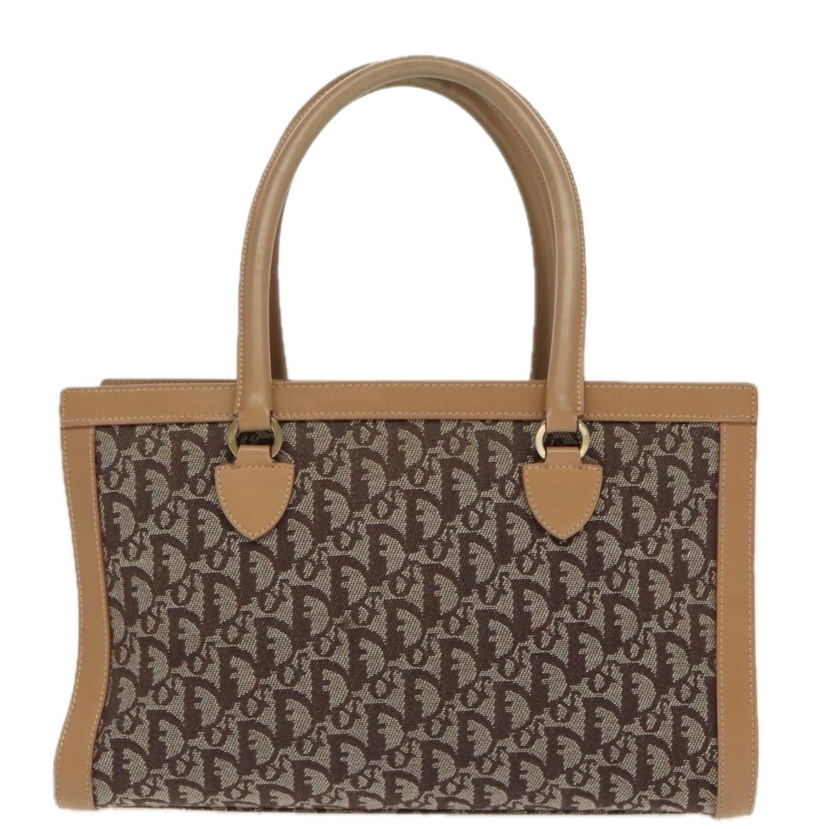DIOR Trotter Canvas Hand Bag Beige Brown Gold - 2