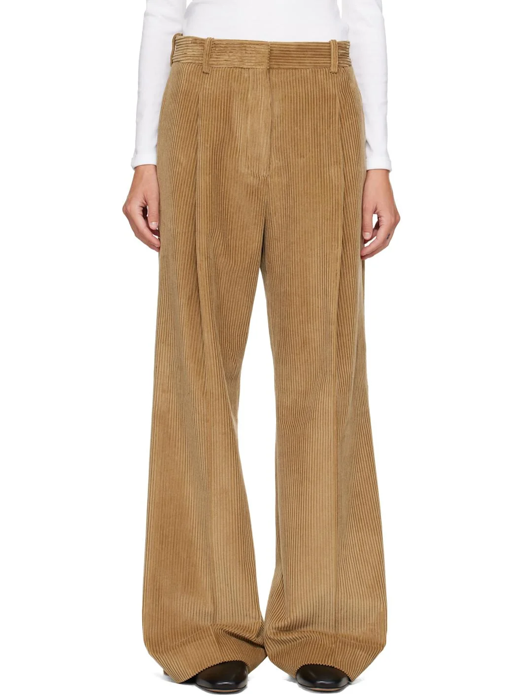 Beige Ted Lower Waist Corduroy Trousers - 1