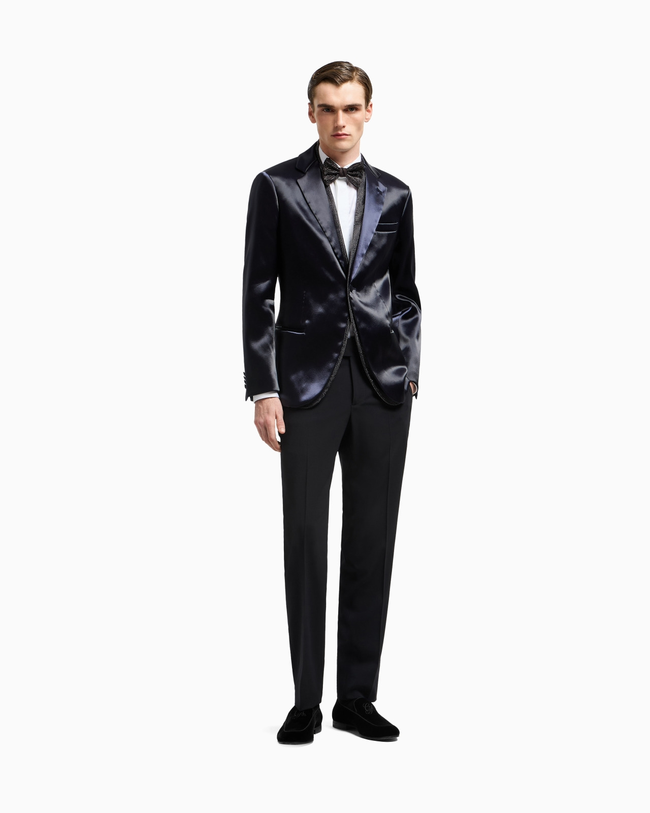 SOHO LINE SILK-BLEND RHINESTONE TUXEDO JACKET - 2