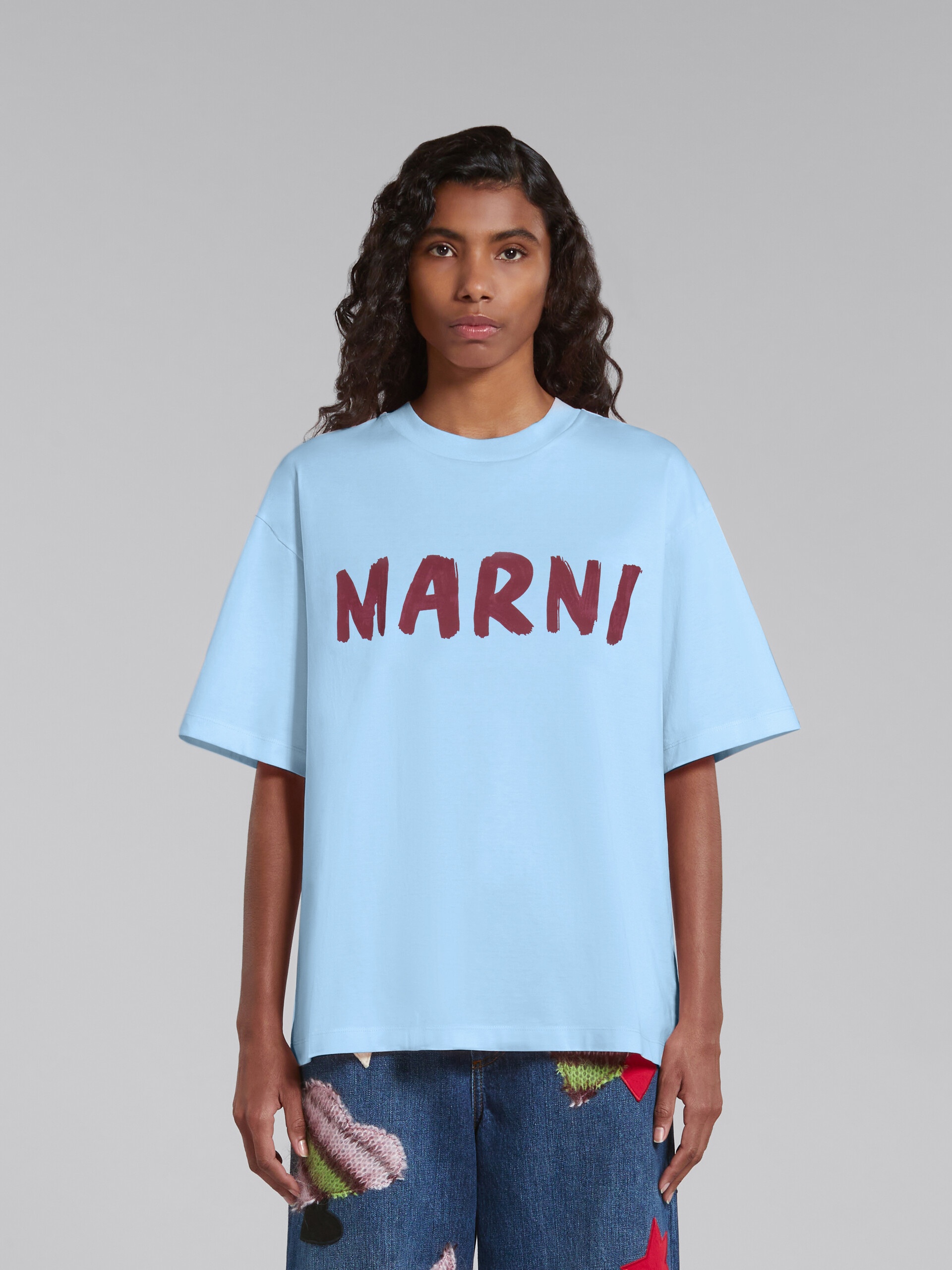 LIGHT BLUE T-SHIRT WITH MARNI PRINT - 2