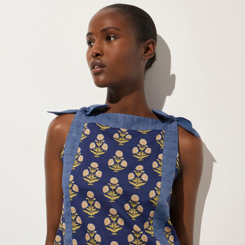 Sadie beach dress in cotton voile marigold block print 3