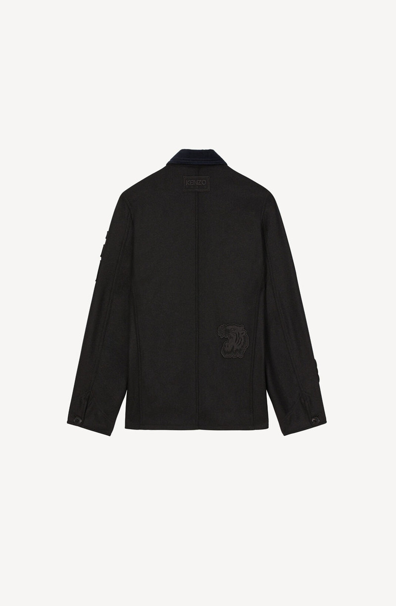 KENZO Wool workwear jacket with badges outlook