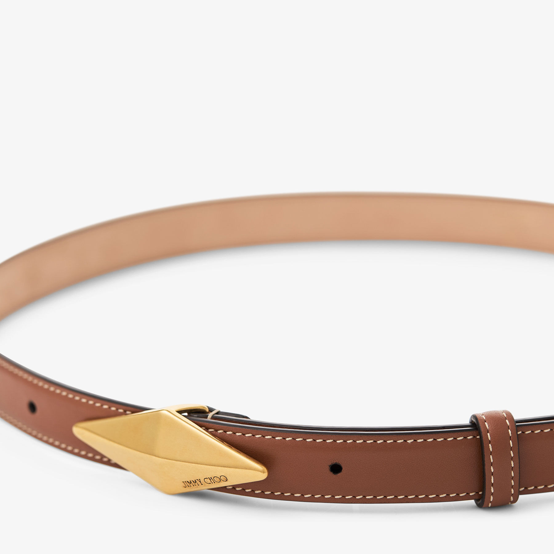 Diamond Clasp Belt
Tan Calf Leather Stitched Belt - 3