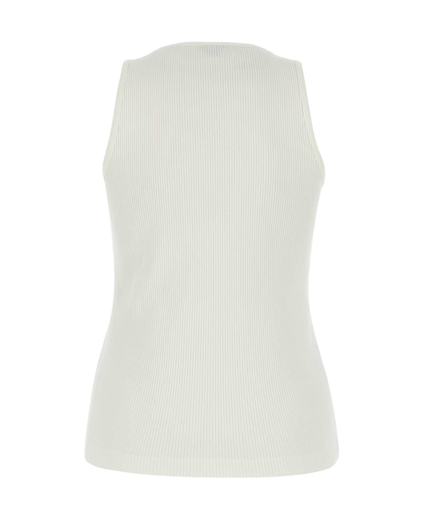 White Stretch Cotton Tank Top - 2