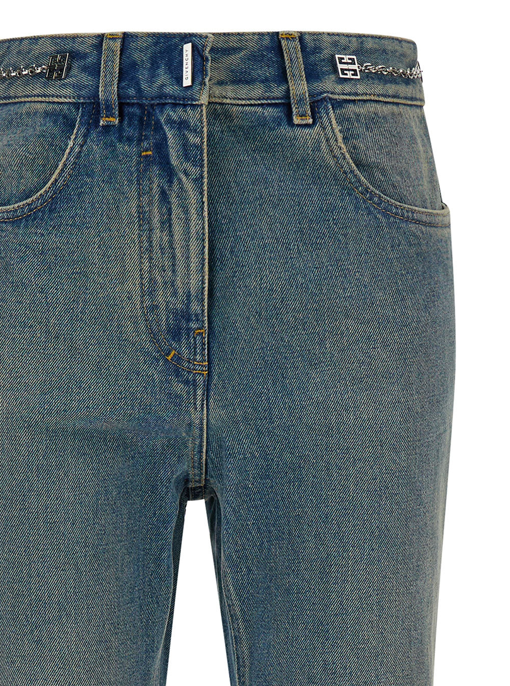 Givenchy Women Light Blue Bootcut Jeans With 4G Detail In Vintage Wash Denim Woman - 3