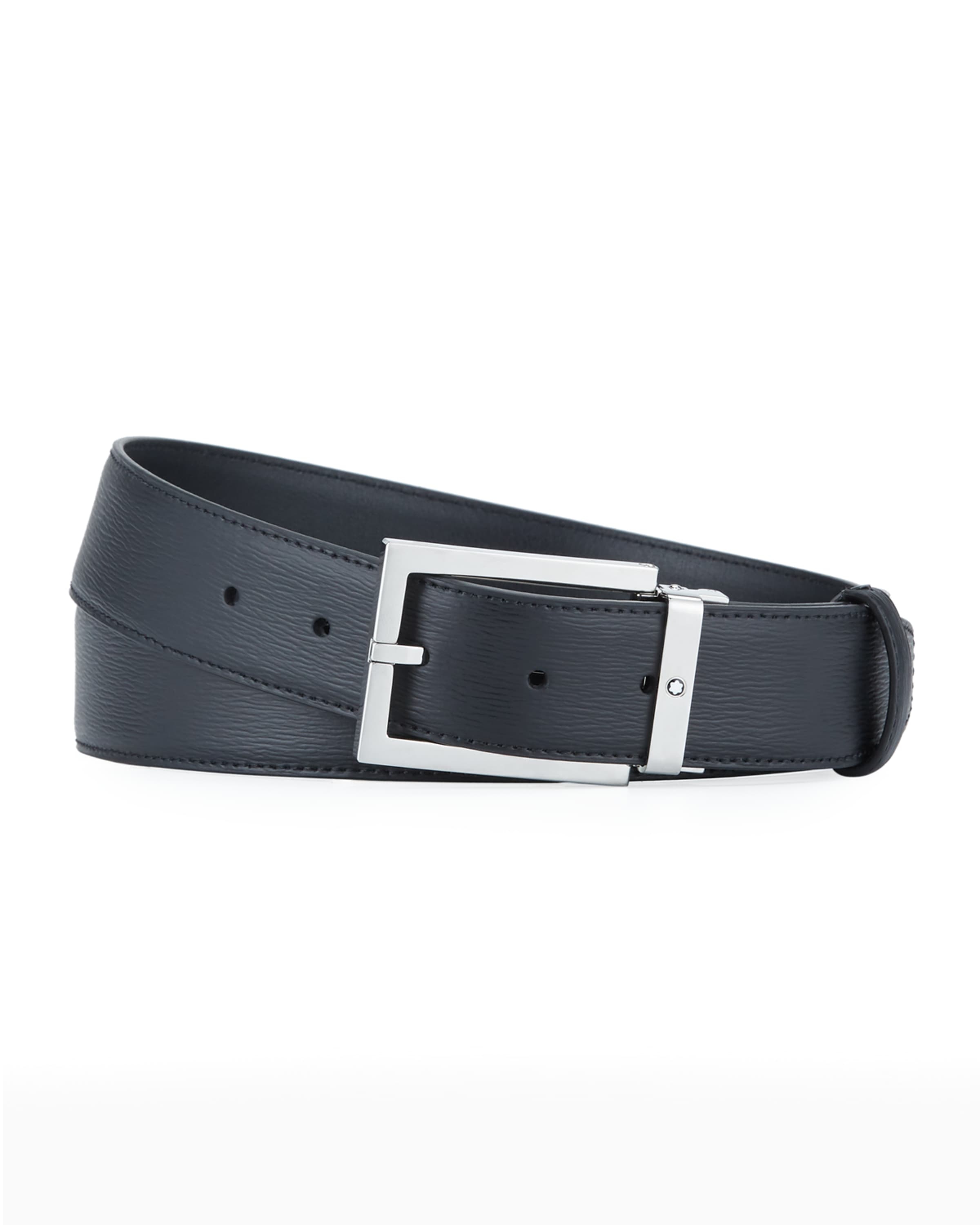 Men's Rectangle-Buckle Leather Belt - 1